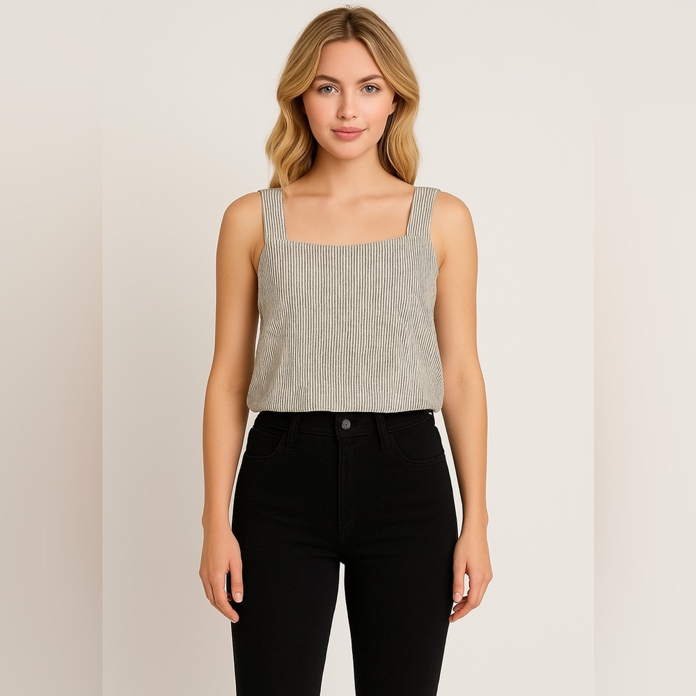 J. Crew Black and White Striped Camisole NWT Blouse Minimalist French Girl Chic